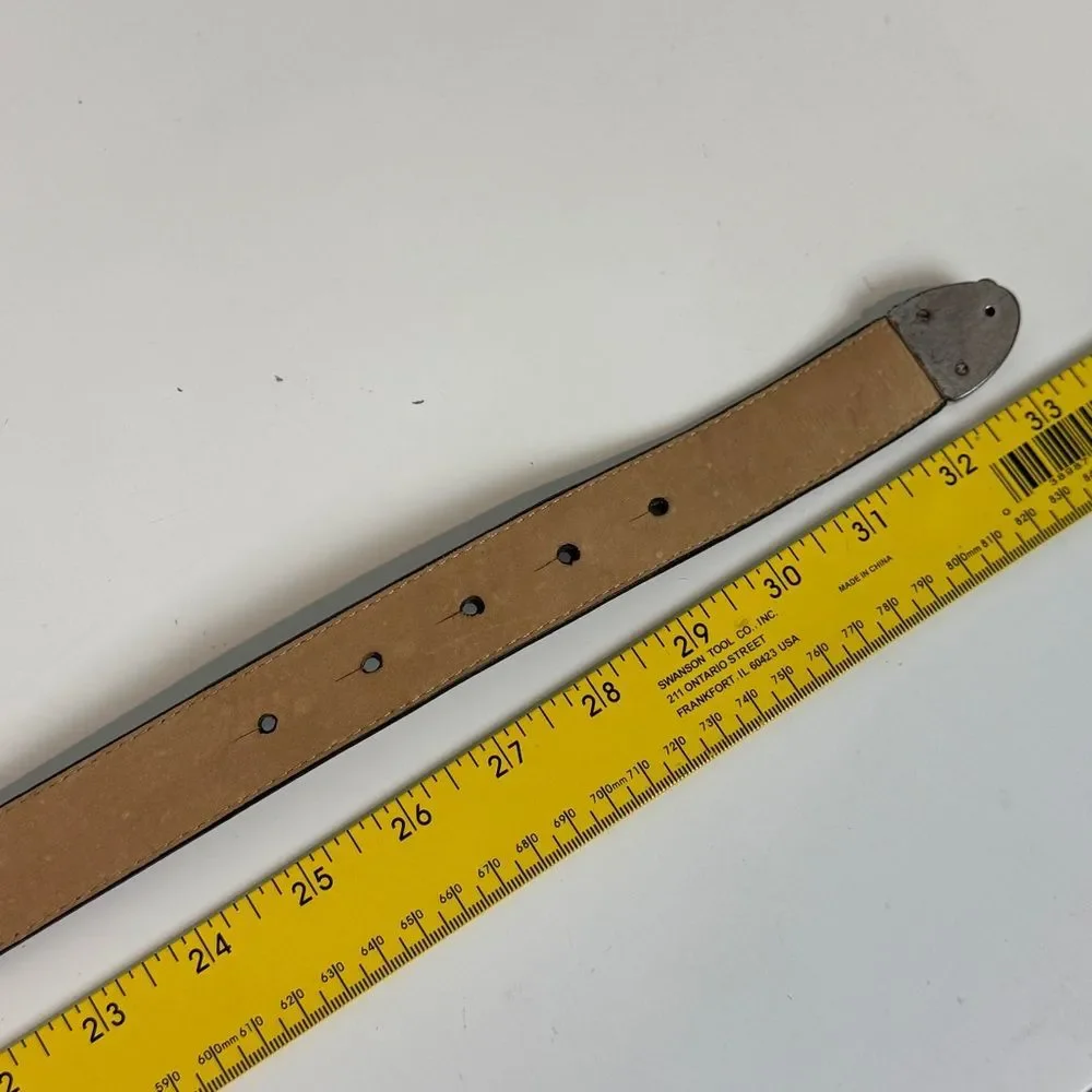 Brighton Black Leather Silver Buckle Belt S